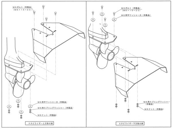 ▲スタビライザー・ステンドーム　4馬力～80馬力（S350D-ＦN）_取付参考図