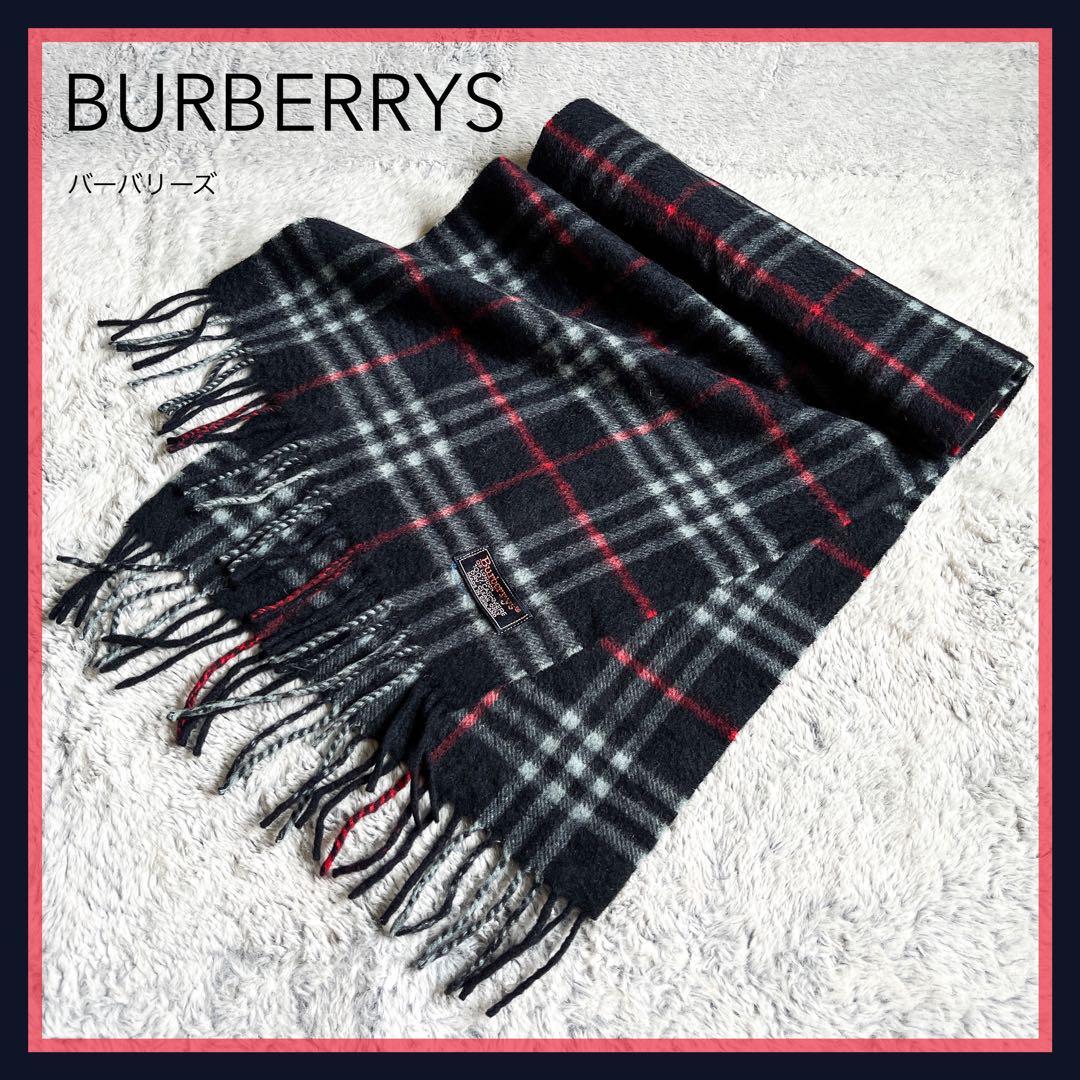 極美品】BURBERRY バーバリー カシミアマフラー ノバチェック ネイビー