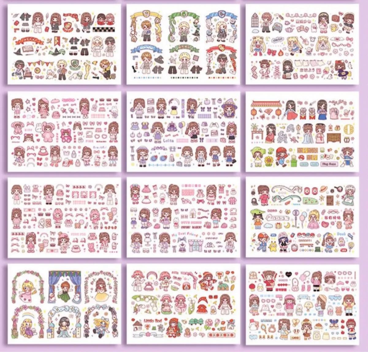 【新着】かわいい『NINIちゃん換装派対』海外マスキングテープ　海外シール　約1000枚　シールブック　女の子　ステッカーブック