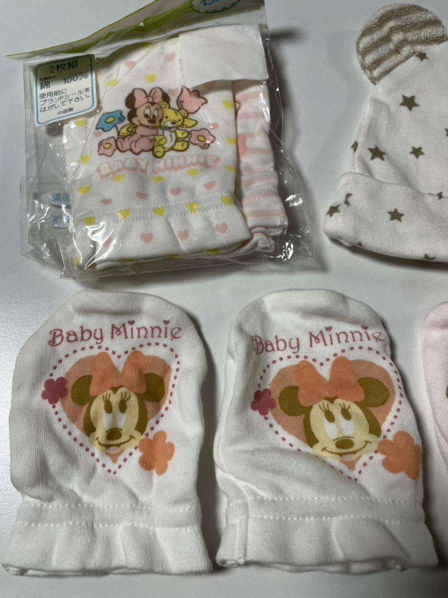 【新品・水通しのみ】Disney ミニー ミトン 手袋 くま耳 帽子 新生児 赤ちゃん ベビー セット_画像2