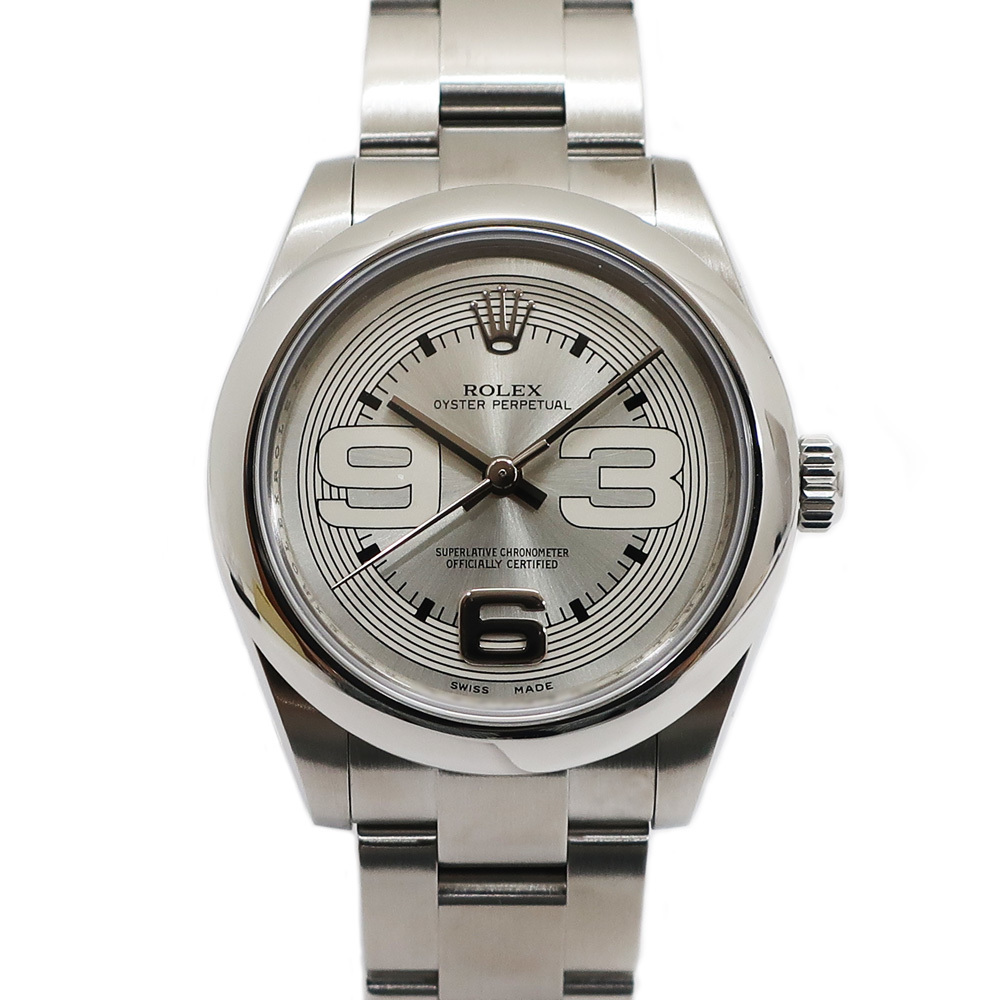 【天白】ロレックス オイスターパーペチュアル 31 177200 ビッグアラビア シルバー レディース 腕時計