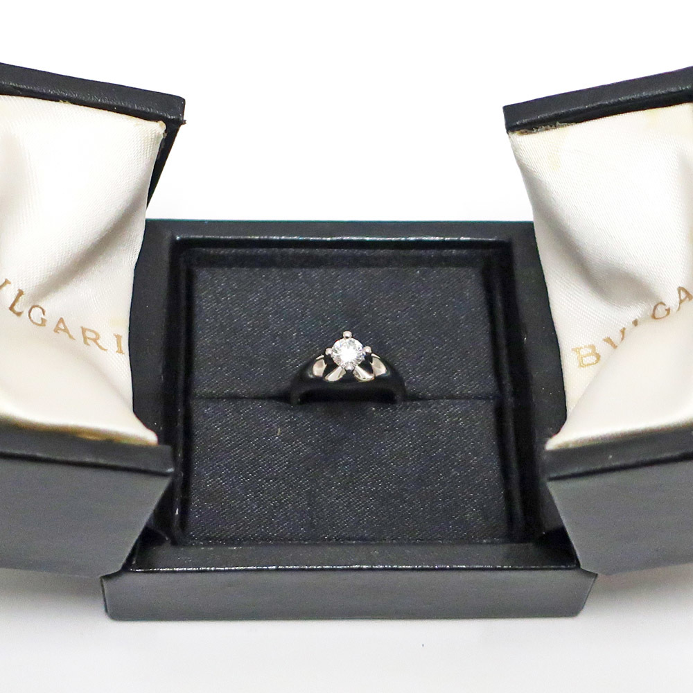 [.] BVLGARY Pt950 Corona sleigh tail diamond ring ring one bead 1P jewelry [ finish settled ]
