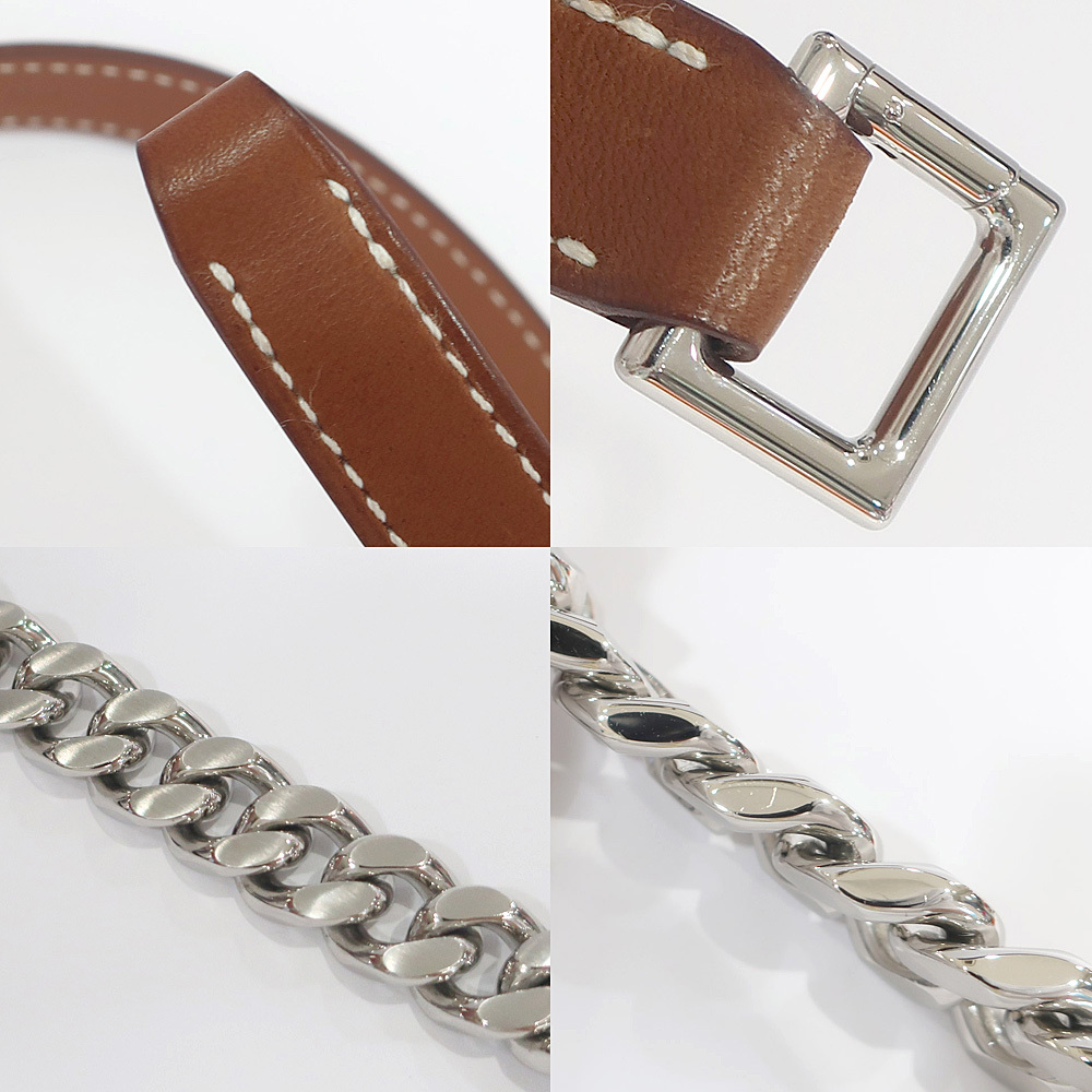 【栄】エルメス HERMES ブレスレット カムデン 二重仕様 約16.5cm レザー ゴールド/SV金具 U刻印 約45.3g 女性 袋 箱_画像8