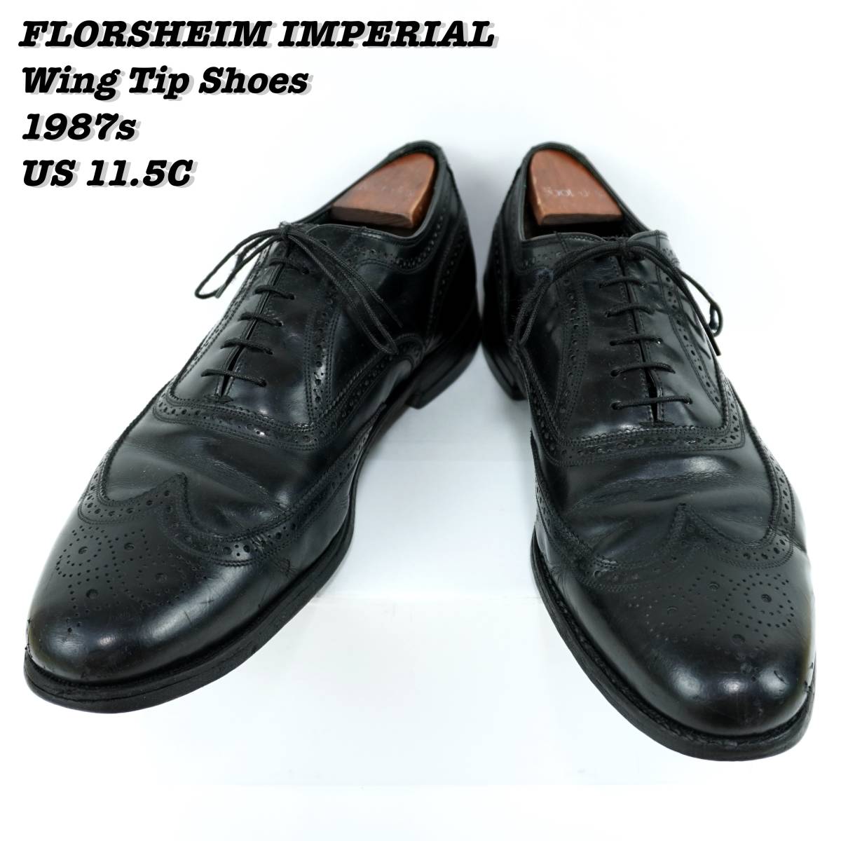 FLORSHEIM IMPERIAL Wing Tip 1987s US11.5C Vintage フローシャイム インペリアル ウィングチップ 革靴 1980年代 28.5cm レザーシューズ_画像1