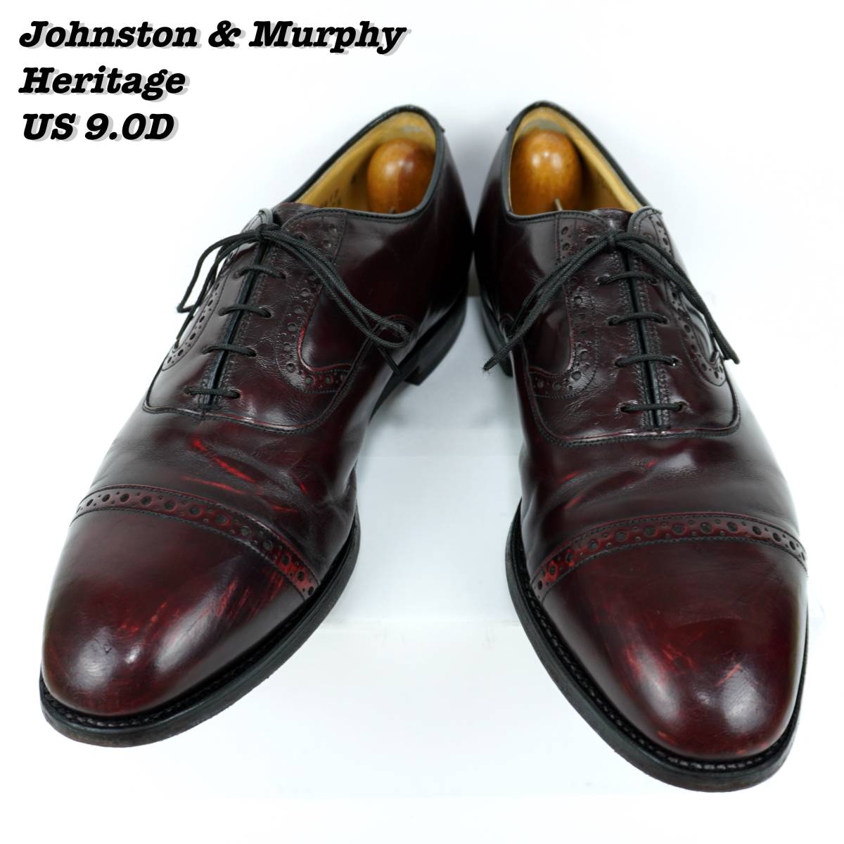 [定休日以外毎日出荷中] 1990s Shoes Toe Cap Heritage Murphy & Johnston US9.0D 革靴 1990年代 ストレートチップ ヘリテージ ジョンストンアンドマーフィー 27.0cm