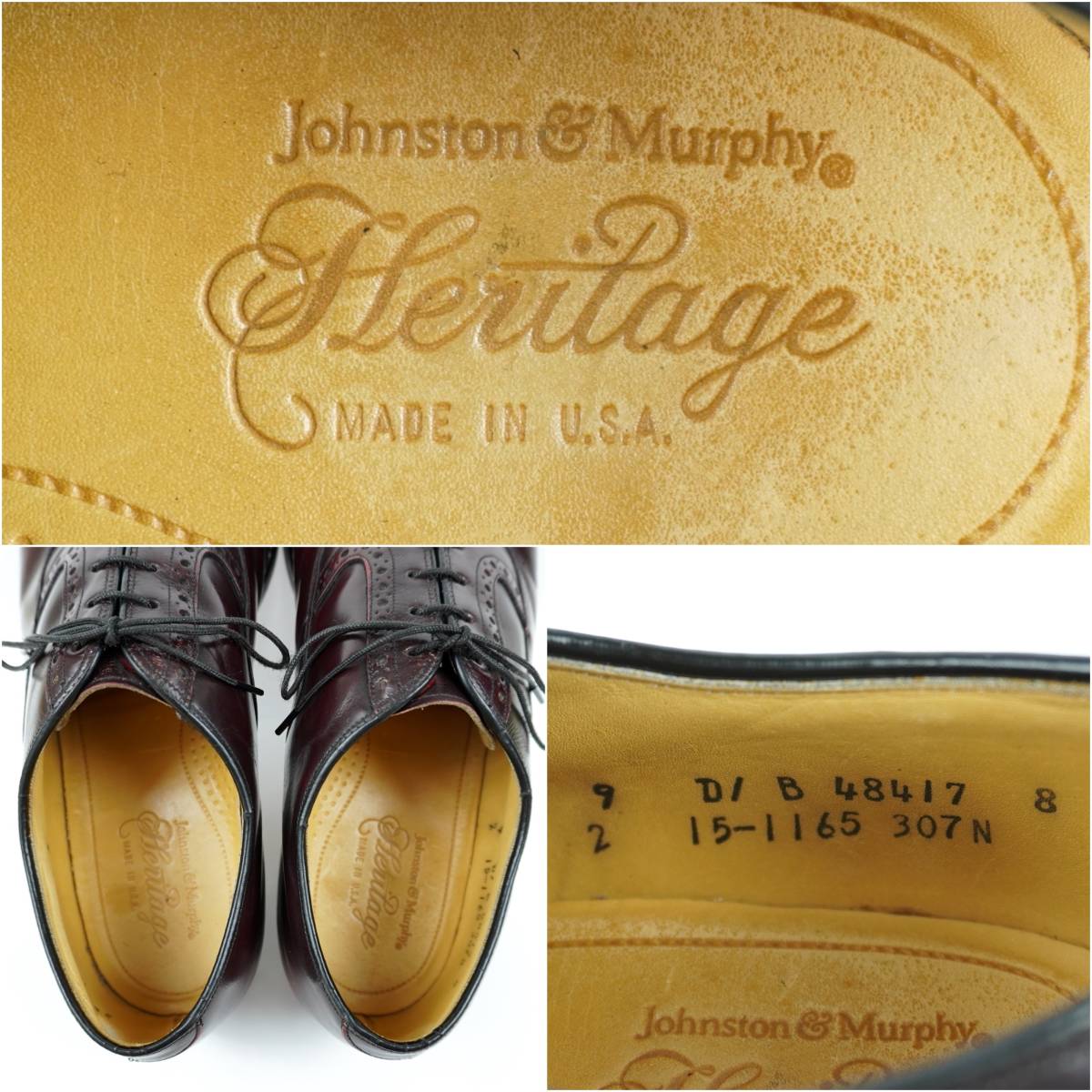 Johnston & Murphy Heritage Cap Toe Shoes 1990s US9.0D ジョンストンアンドマーフィー ヘリテージ ストレートチップ 1990年代 革靴