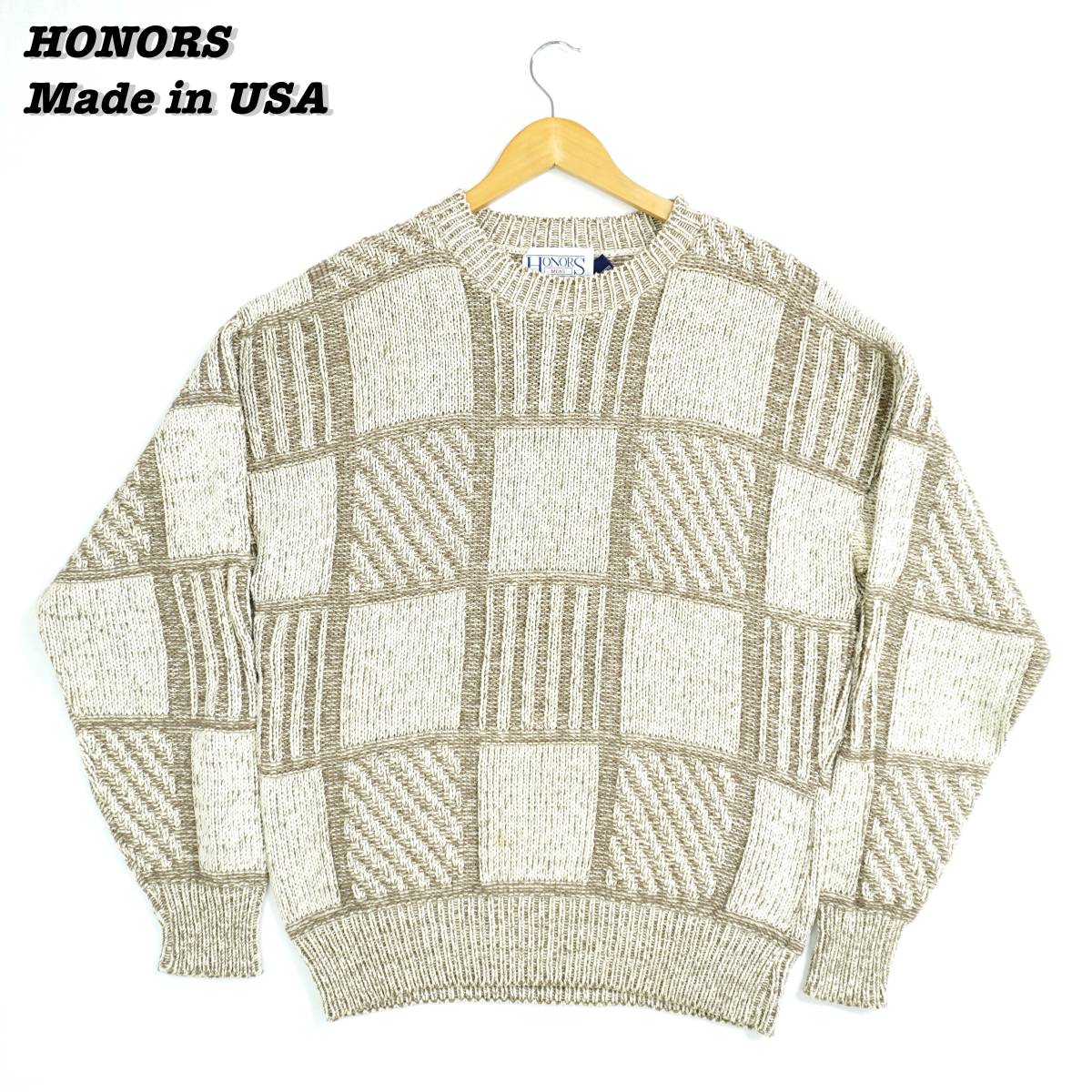 HONORS Cotton Sweater USA L SWT2344 オナーズ コットンニット