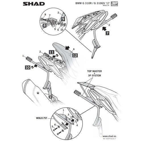 SHAD(シャッド) バイク 収納・BOX 3Pシステムフィッティングキット BMW G310GS/G310R(17-23) W0G317IF_画像5