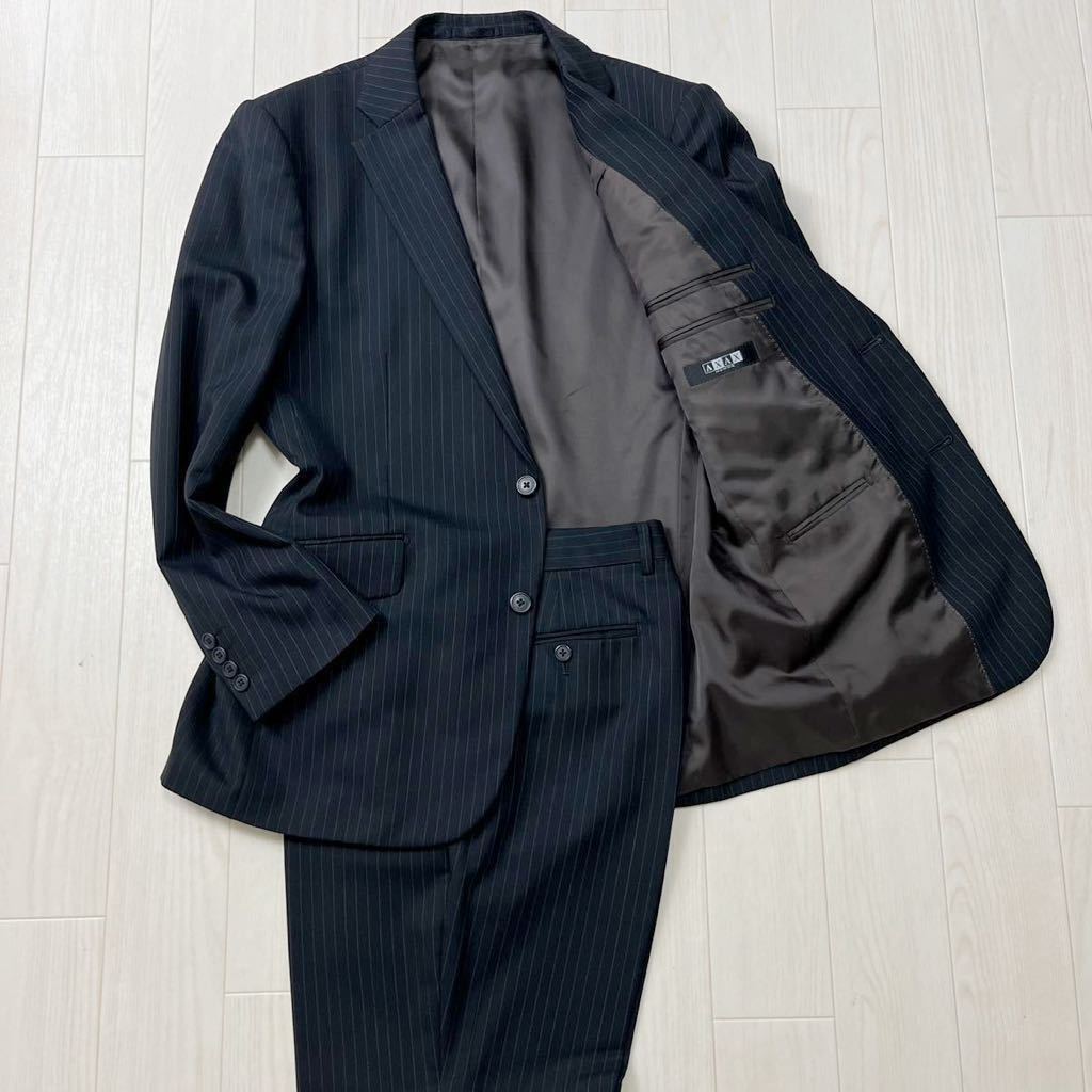 AXAX HOMME メンズ シングルスーツ セットアップ 黒 ストライプ AXAX HOMME メンズ シングルスーツ セットアップ 黒 ストライプ