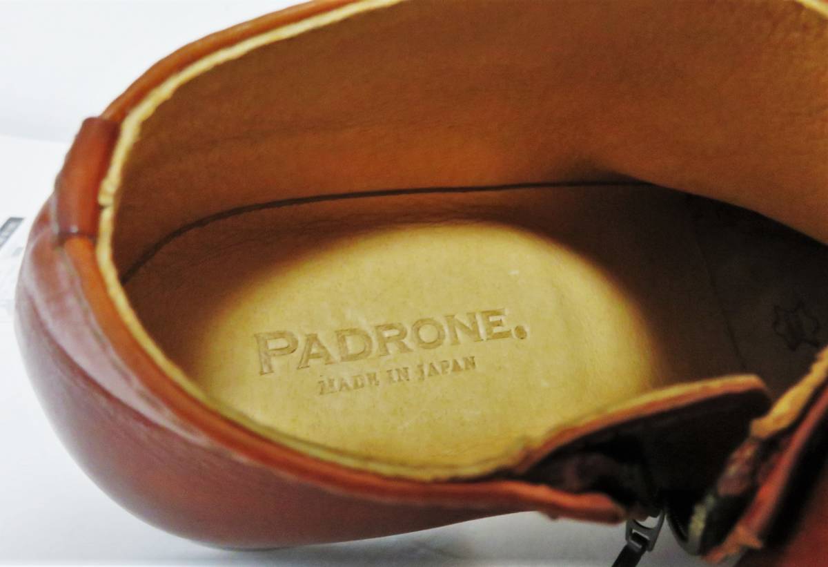 送料無料 定価3.3萬 新品 PADRONE SHORT SIDE ZIP BOOTS 40 キャメル 日本制 パドローネ サイドジップ ショート ブーツ PU8395-1203-12C