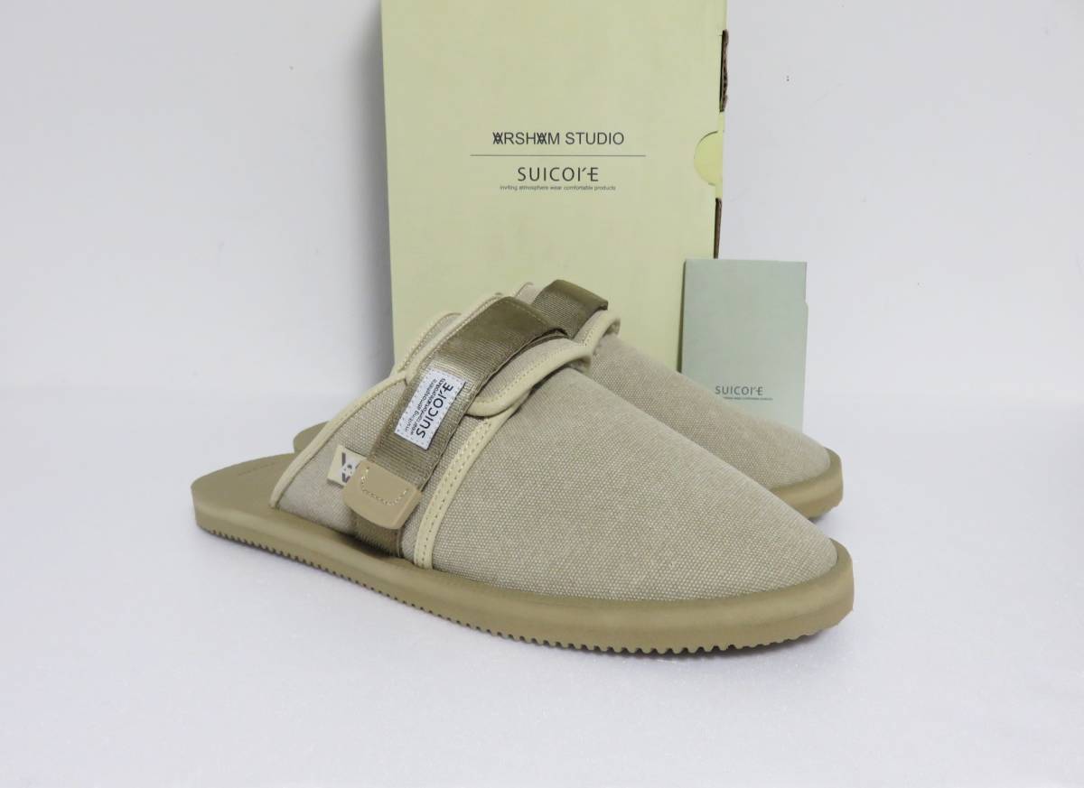 定価2.7万 SUICOKE ZAVO by Daniel Arsham 9 ベージュ スイコック ダニエル アーシャム ムートン ファー ボア サボ サンダル ミュール 27_画像1