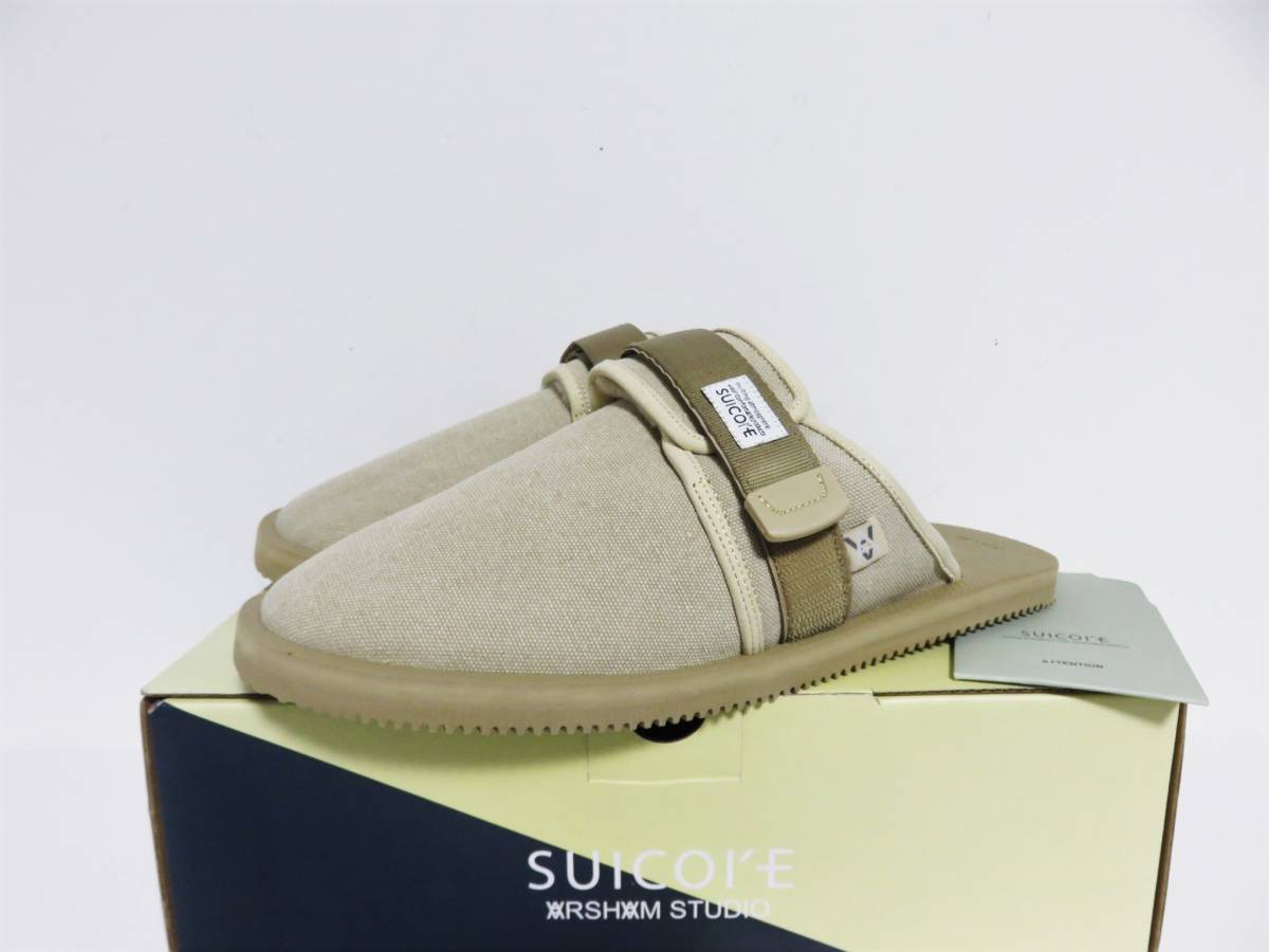 定価2.7万 SUICOKE ZAVO by Daniel Arsham 10 ベージュ スイコック ダニエル アーシャム ムートン ファー ボア サボ サンダル ミュール 28 _画像1