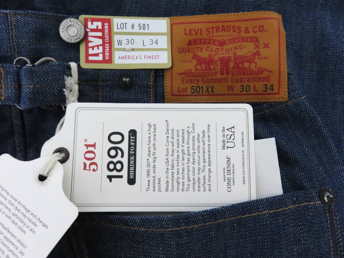  новый товар Made in USA LEVI\'S VINTAGE CLOTHING 501XX 1890 30 CONE DENIM Levi's LVC America производства Levi's Vintage механизм закрывания 