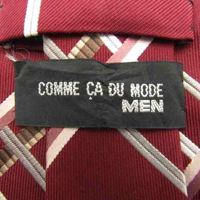 【美品】 コムサデモード COMME CA DU MODE 格子柄 シルク チェック柄 日本製 メンズ ネクタイ レッド_画像4