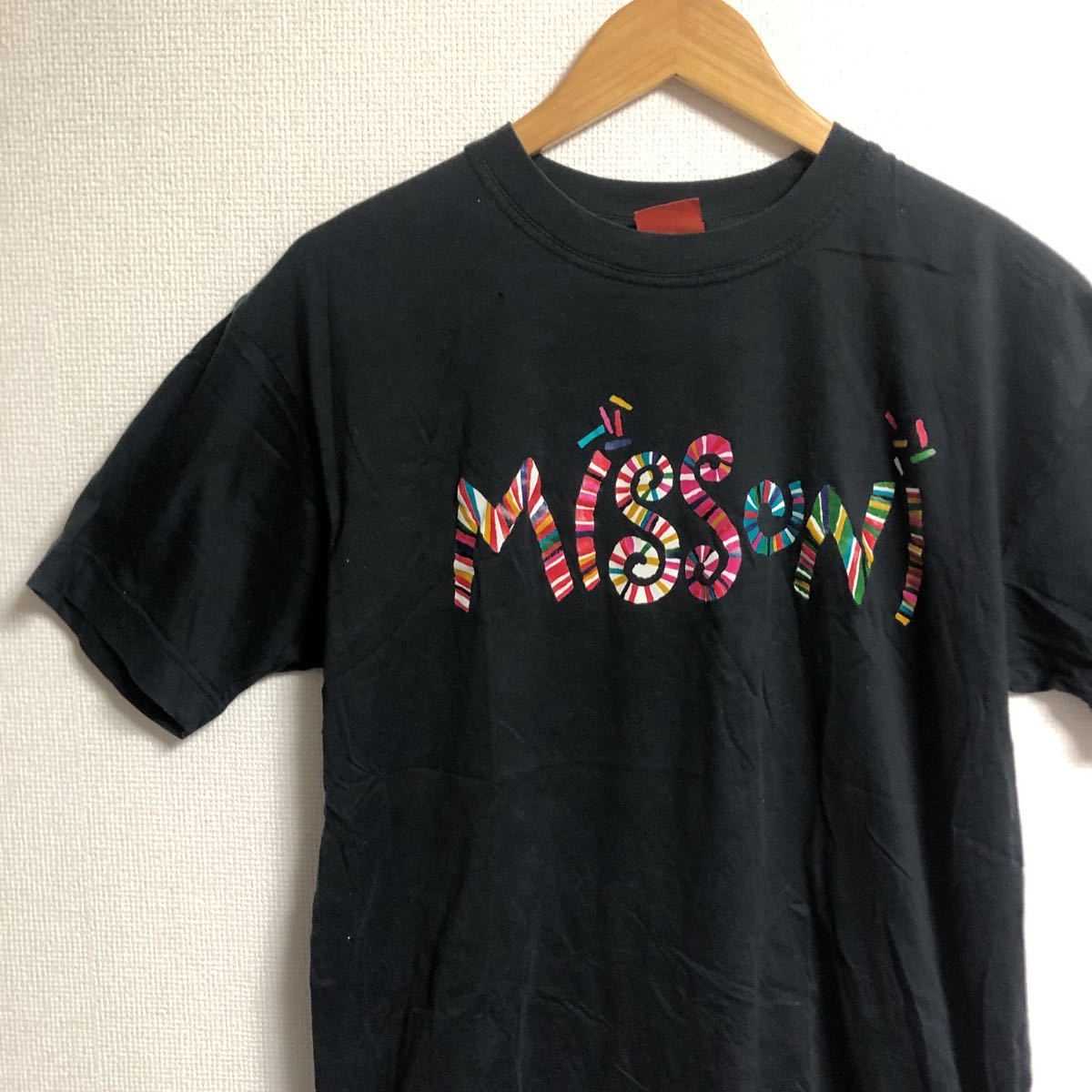 【定番】ミッソーニTシャツ　　Lサイズ　半袖　ロゴ　ブラック　フェード_画像2