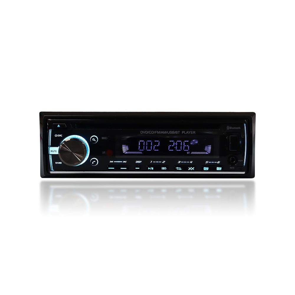 MAXWIN 1DIN 車載用 DVDプレーヤー スマホ接続 Bluetoothワイヤレス DVD/CD再生 FM/AMラジオ 4スピーカー接続 リモコン USB対応 12V DVD308