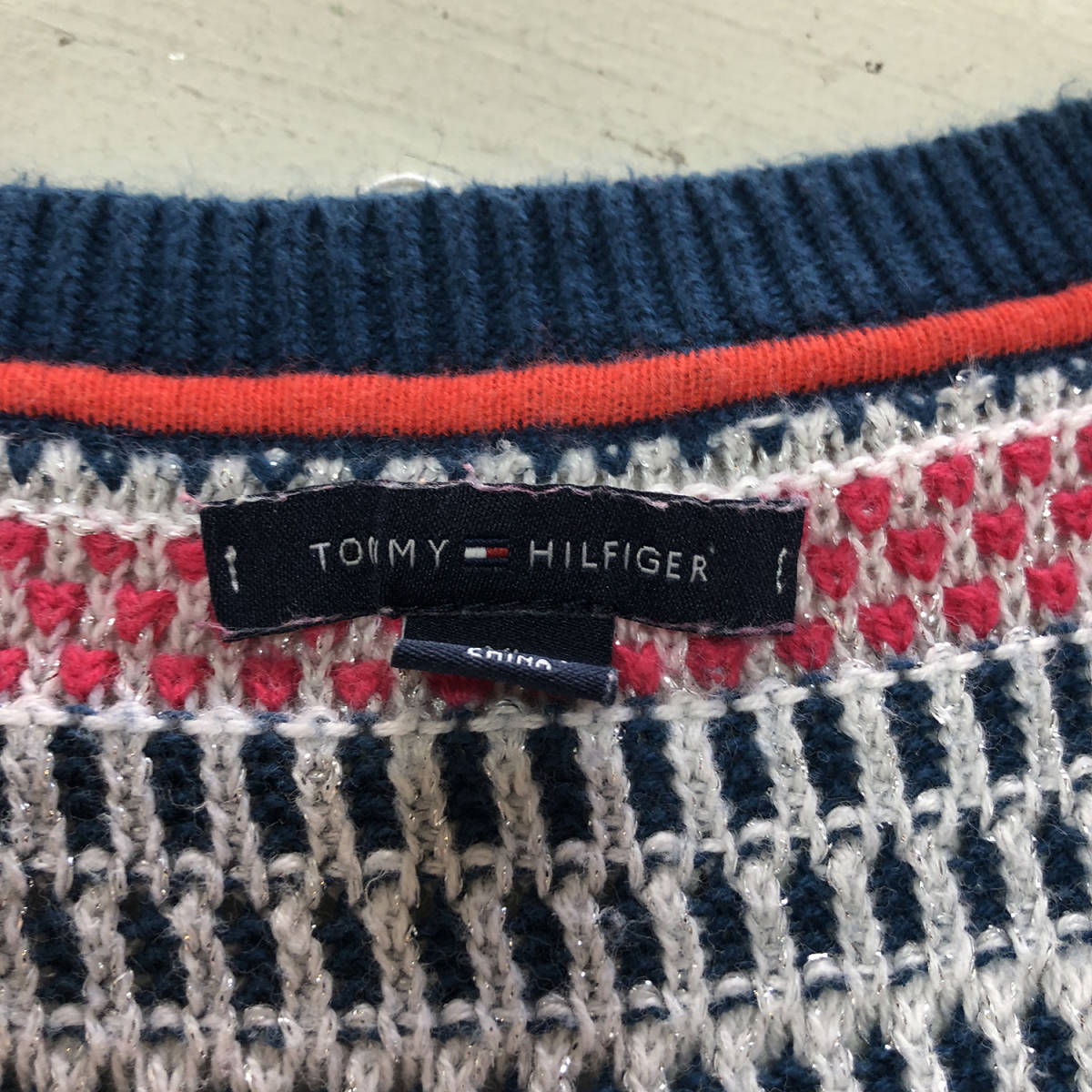 【980円スタート】USA 古着 トミーヒルフィガー コットンニット セーター TOMMY HILFIGER レディース 古着 激安 BJ0010_画像7