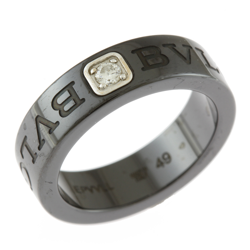ブルガリ ブルガリブルガリ リング 指輪 8.5号 セラミック ダイヤモンド BVLGARI 【中古】 美品