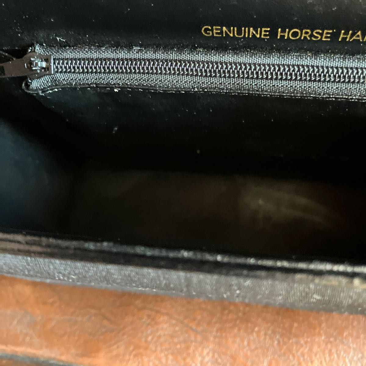 GENUINE HORSE HAIR ホースヘアー　馬毛　ハンドバッグ　ゴールド金具　ブラック　