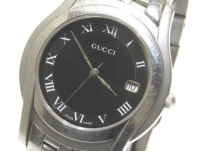 無料発送 グッチ 5500M 5I デイト GUCCI ▽ シルバーSS 文字盤