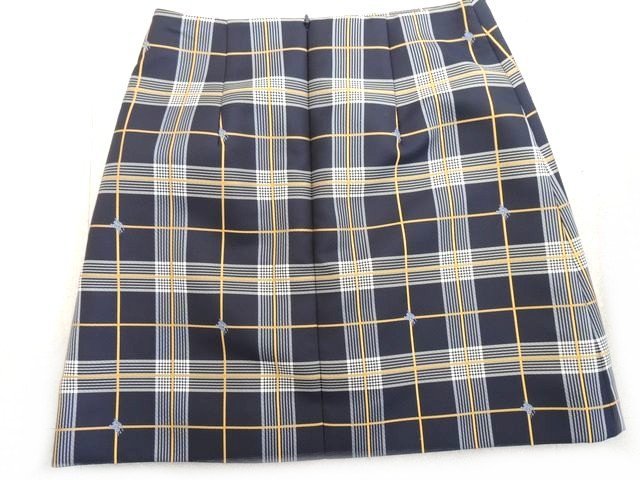 J2 美品 バーバリー BURBERRY ■ サイズIT38 スカート チェック ネイビー×イエロー系 レディース □5I_画像2