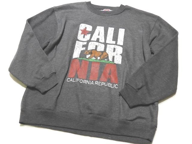 B90 Hill メンズ トレーナー USA製 古着 ◇ CALIFORNIA プリント アメカジ ▼ ダークグレー系 5I_画像1