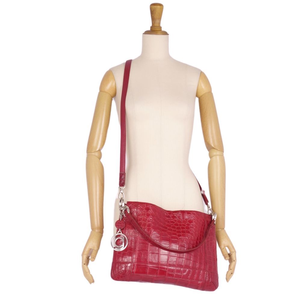  beautiful goods bo- gran BEAUGRAND bag JRA shoulder bag crocodile mat black kowani leather bag lady's red cg09de-rm05e25611