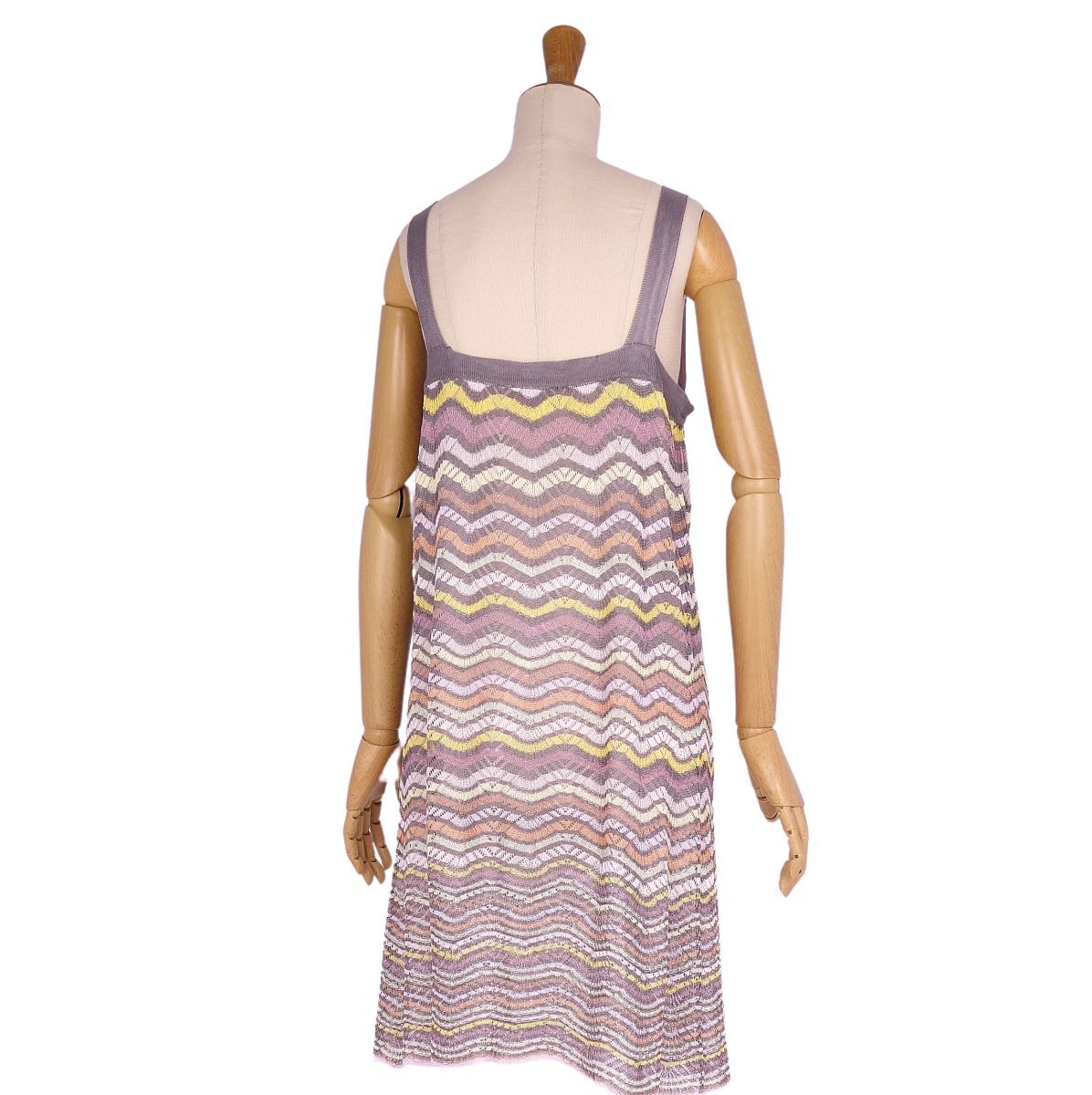 美品 ミッソーニ MISSONI ニット ワンピース キャミソール ノースリーブ 総柄 トップス レディース 40 マルチカラー cg06ol-rm11f04412_画像5