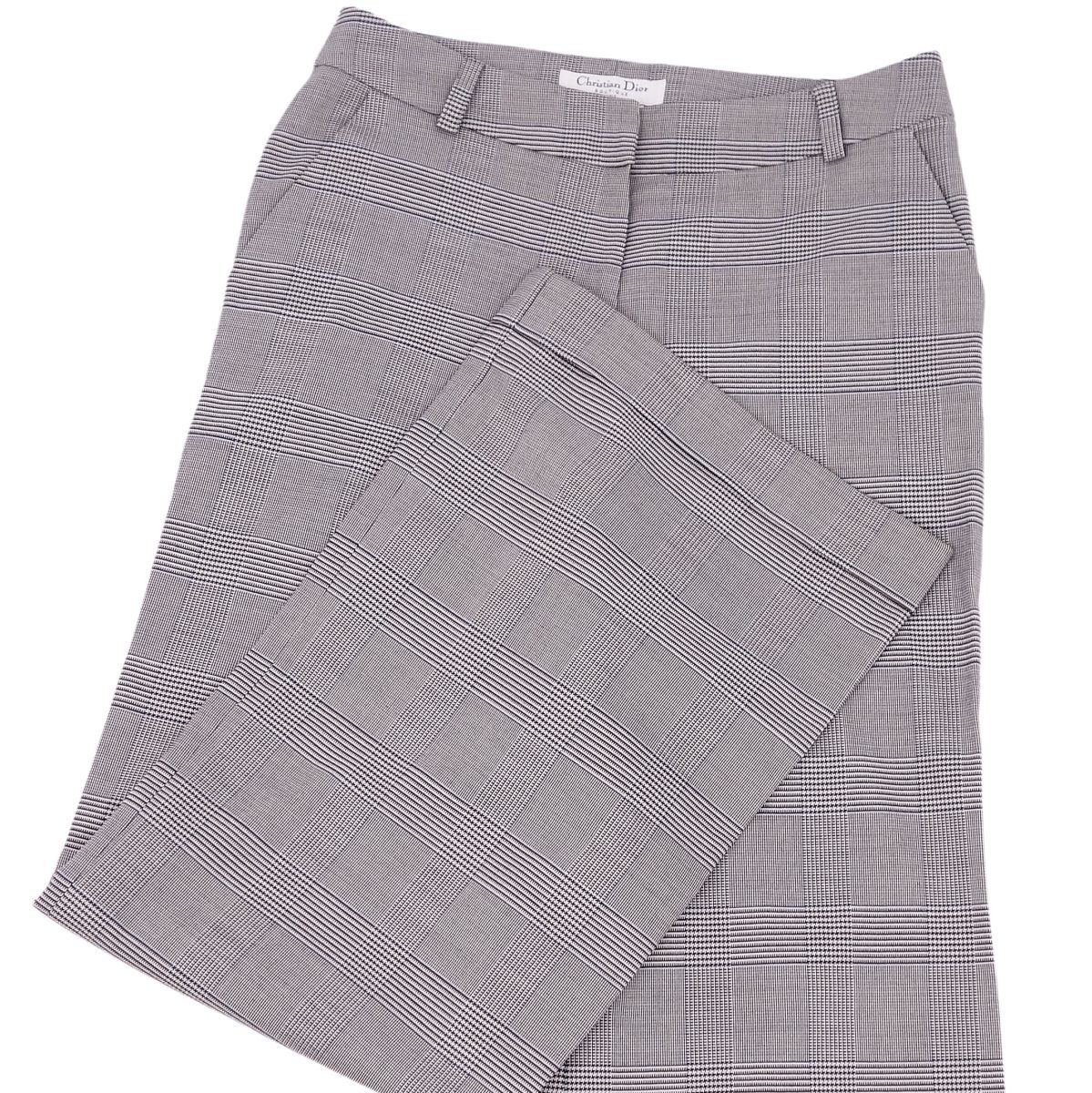  beautiful goods Christian Dior Christian Dior pants flair wide pants check lady's bottoms F36(S) gray ch10dn-rm05c12262