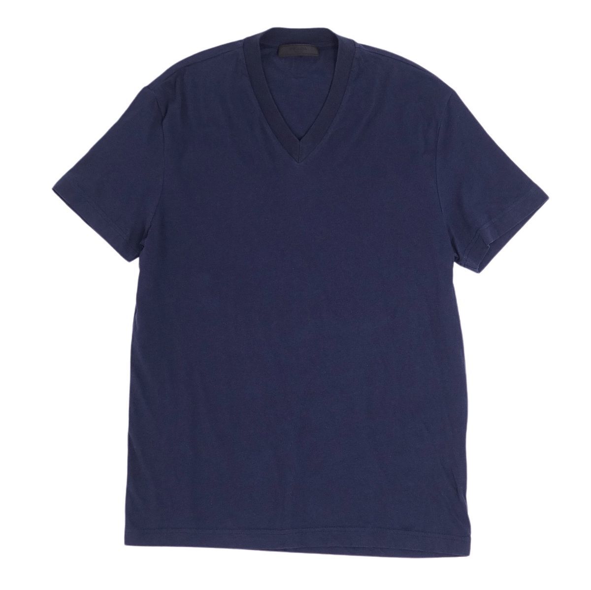 プラダ PRADA Tシャツ カットソー Vネック 半袖 ショートスリーブ トライアングル トップス メンズ XS ネイビー cg07mn-rm05f04880の画像1