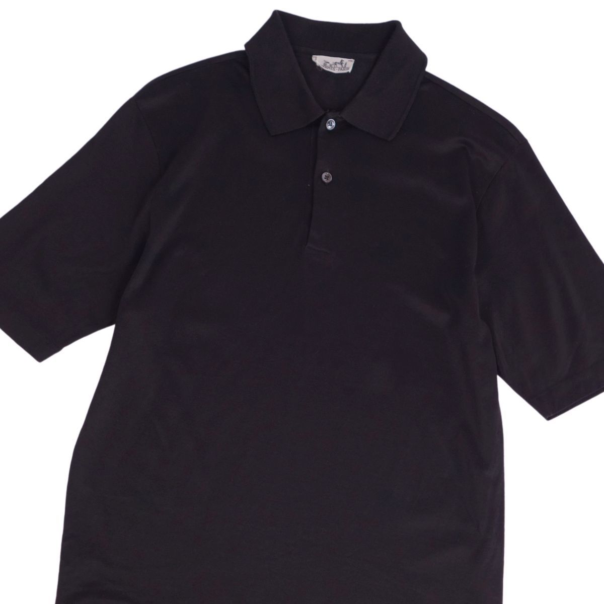 美品 Vintage エルメス HERMES シャツ ポロシャツ 半袖 ショートスリーブ コットン トップス メンズ S相当 ブラック cg07de-rm11f05219_画像2
