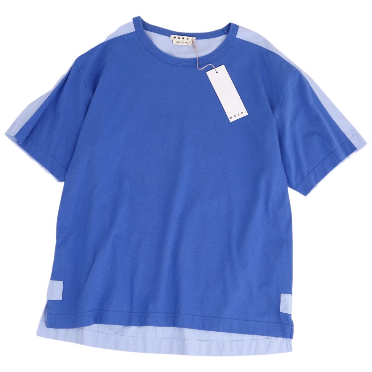 未使用 マルニ MARNI Tシャツ 半袖 ショートスリーブ 無地 コットン トップス メンズ 50(L相当) ブルー cg08mt-rm05f05372