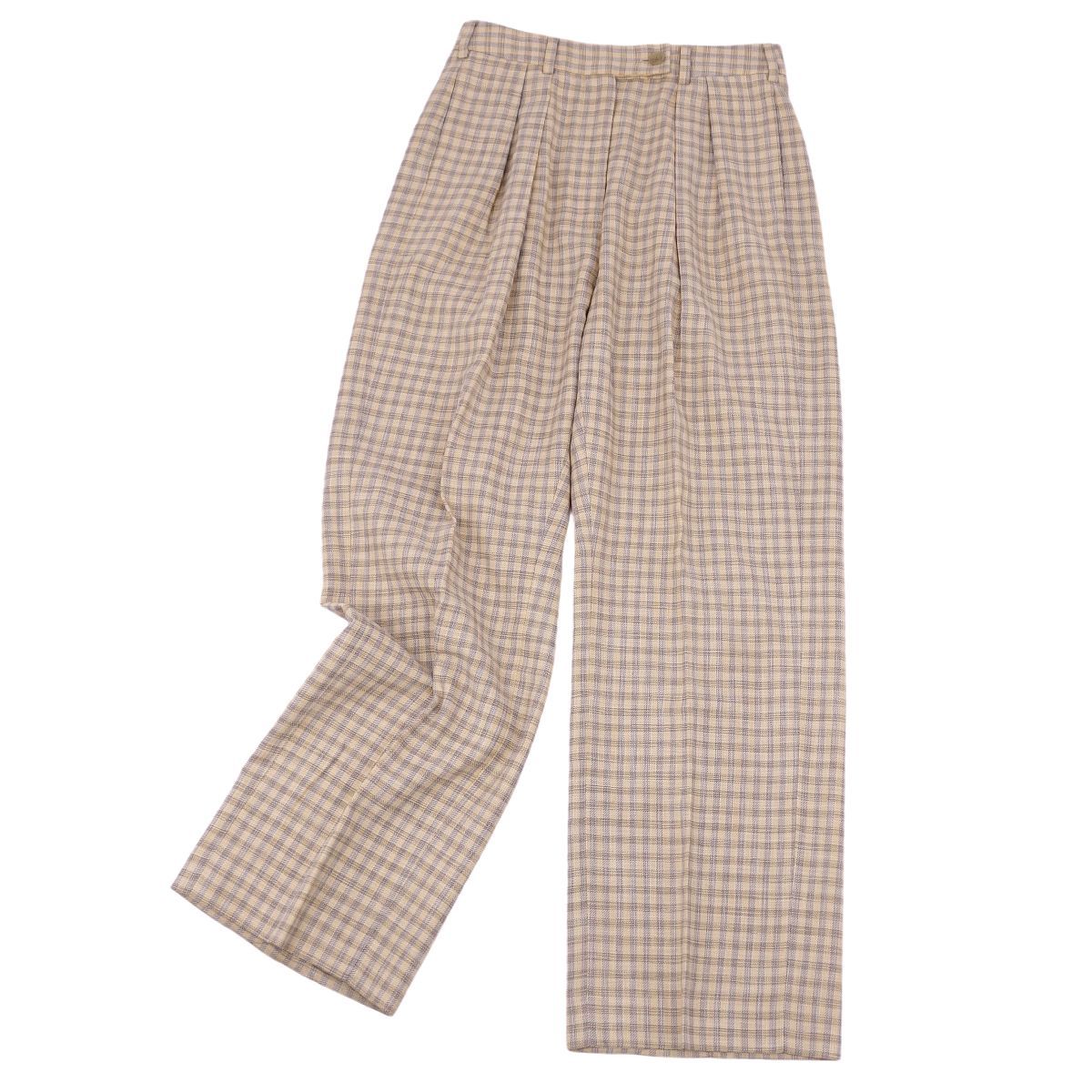 アクネストゥディオズ Acne Studios パンツ ワイドパンツ チェック レディース ボトムス 34(S相当) ベージュ cg02dd-rm11c13733_画像1