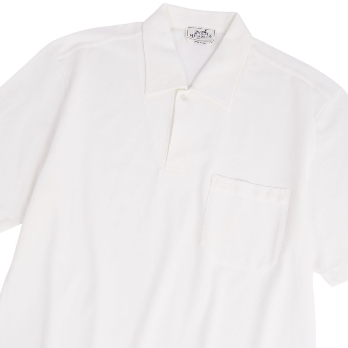 エルメス HERMES シャツ ポロシャツ 半袖 ショートスリーブ Hロゴ刺繍 鹿の子 トップス メンズ XL ホワイト cg09me-rm04f05904_画像2