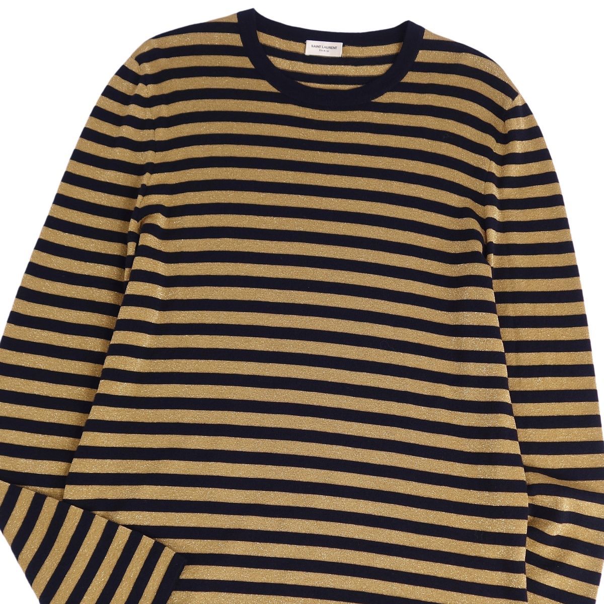  beautiful goods sun rolan Paris SAINT LAURENT PARIS knitted sweater long sleeve border pattern g Ritter wool tops men's L cg09de-rm05f06313