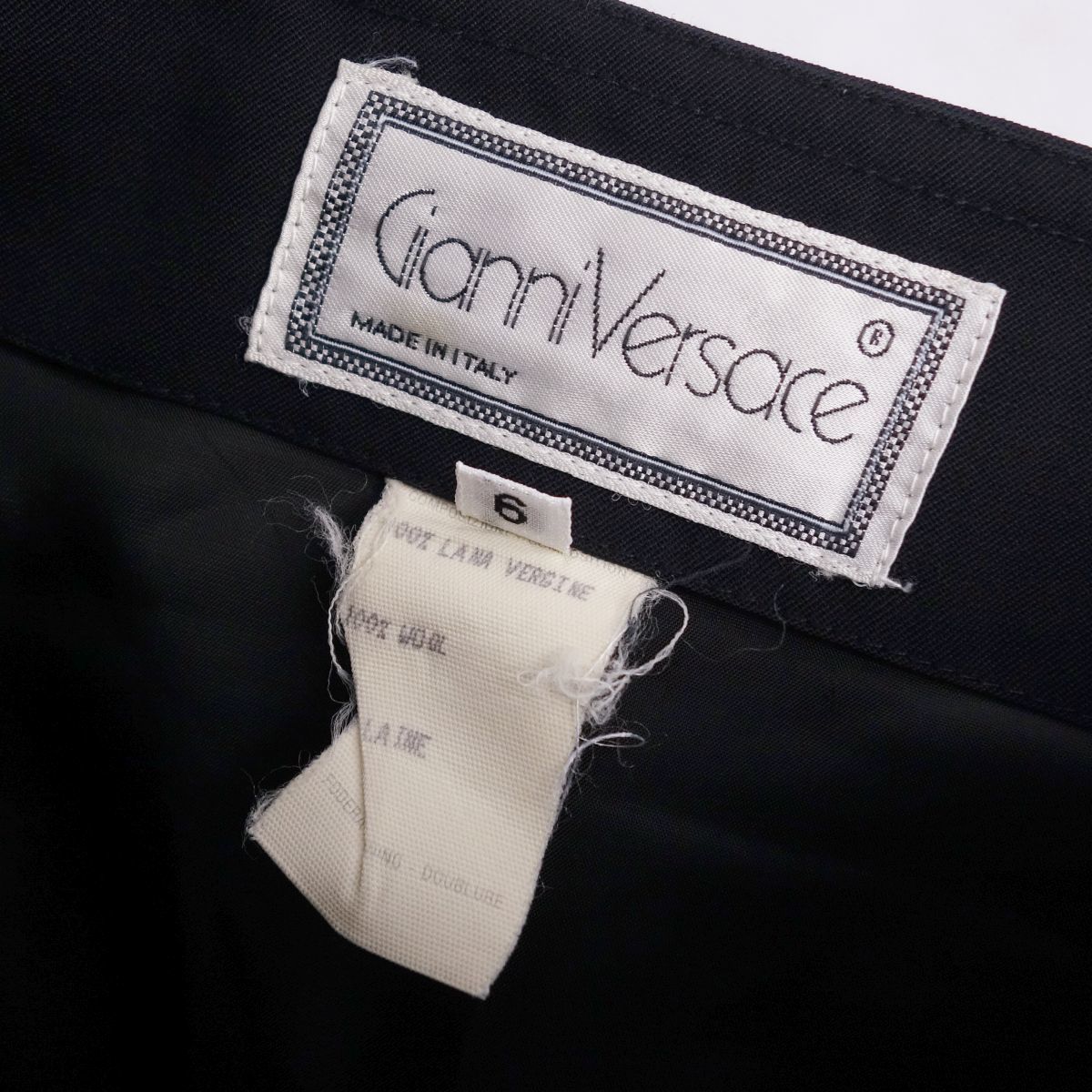 美品 Vintage ジャンニヴェルサーチ GIANNI VERSACE スカート タイトスカート ひざ丈 ウール ボトムス 40 ブラック cg09dn-rm04f06414_画像5