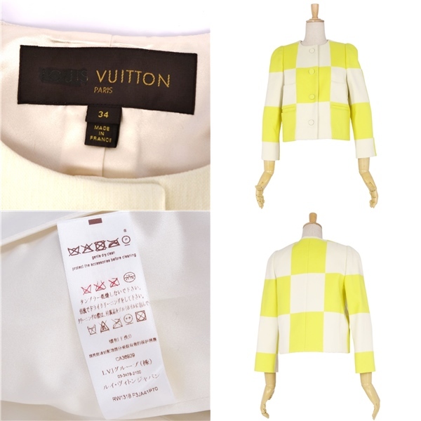  прекрасный товар Louis Vuitton LOUIS VUITTON жакет no color Short Damier внешний женский 34 желтый / слоновая кость cg08mr-rm05f05315