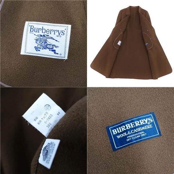 美品 Vintage バーバリー Burberrys コート ロングコート ダブルブレスト ウール カシミヤ レディース 11AB3 ブラウン ch12om-rm04e22397_画像8