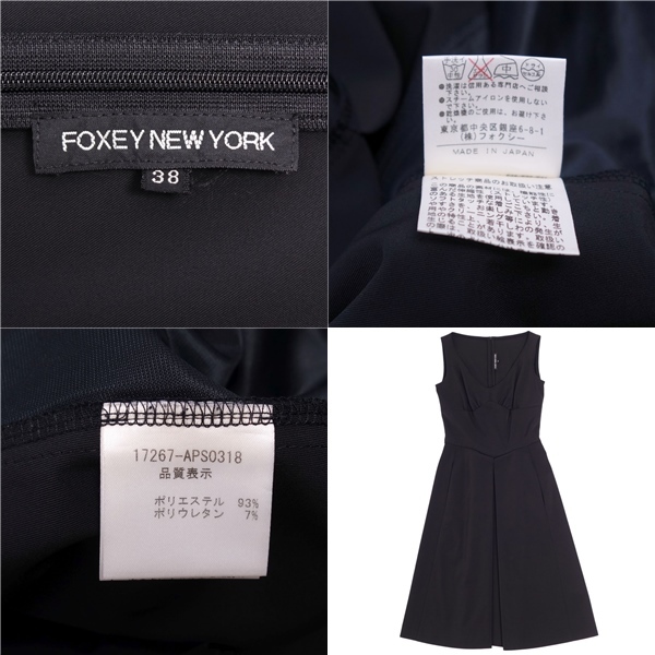 美品 フォクシー ニューヨーク FOXEY NEW YORK ワンピース ドレス ノースリーブ ジップアップ 無地 38 ブラック cg06os-rm11f04480_画像7