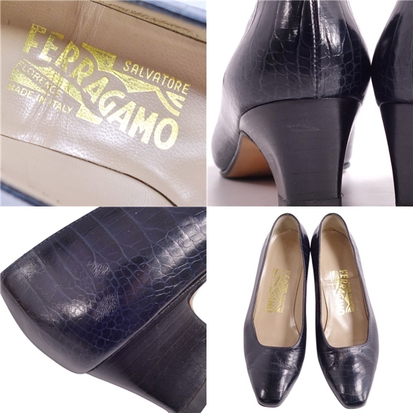 サルヴァトーレ フェラガモ Salvatore Ferragamo パンプス クロコ型押し レザー ヒール シューズ 靴 5D ブラック cg06oe-rm04r06305_画像9