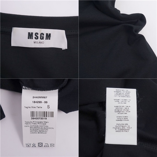 美品 エムエスジーエム MSGM Tシャツ カットソー ロゴ コットン トップス メンズ S ブラック cg06om-rm05e24972_画像5