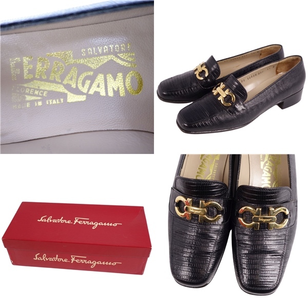 サルヴァトーレ フェラガモ Salvatore Ferragamo ローファー ガンチーニ金具 リザード型押し シューズ レディース 5.5B cg09db-rm27f06370の画像9