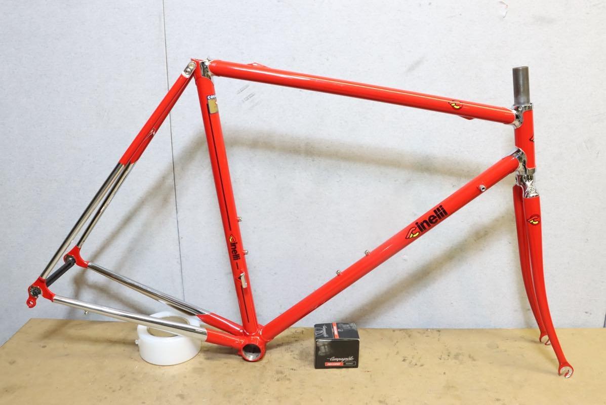 □cinelli チネリ SUPERCORSA クロモリフレーム COLUMBUS SL ロッソフェラーリ スレッドフォーク仕様 52size 未使用品