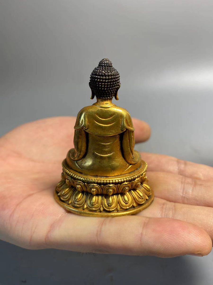 旧家蔵出 清朝期 仏教美術 仏像 古銅鍍金 香炉 中国古玩 茶道具 香道具