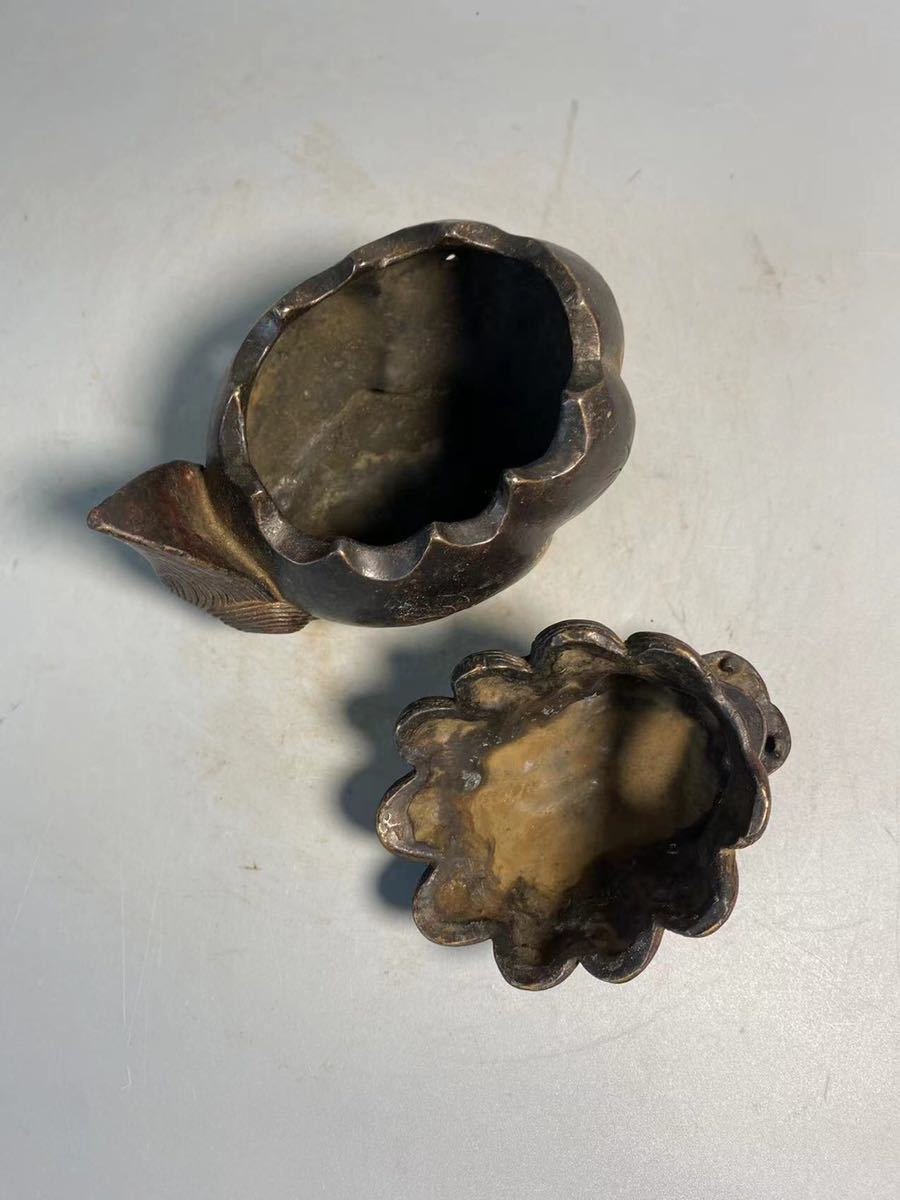 旧家蔵出 仏教美術 香炉 仏像 古銅鍍金 香炉 中国古玩 茶道具 香道具