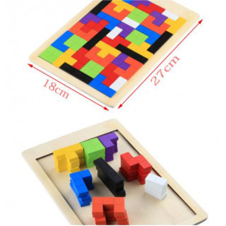 276 木製知育玩具 カラフル バラエティー ボックス パズル テトリス ブロックupk1_画像2