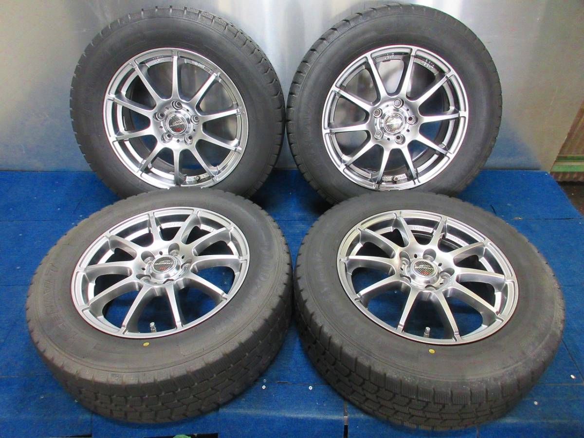 ★8分山★18年製★ グッドイヤーICE NAVI-7 215/60R16　社外ホイール 16×6.5J +53 5H-114.3 スタッドレス オデッセイ・ヴェゼル等　A370_画像1