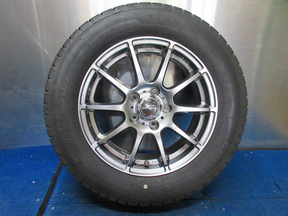 ★8分山★18年製★ グッドイヤーICE NAVI-7 215/60R16　社外ホイール 16×6.5J +53 5H-114.3 スタッドレス オデッセイ・ヴェゼル等　A370_画像6