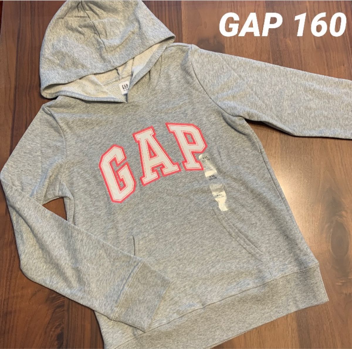 新品】GAP KIDS ギャップ ロゴ グレー フード トレーナー