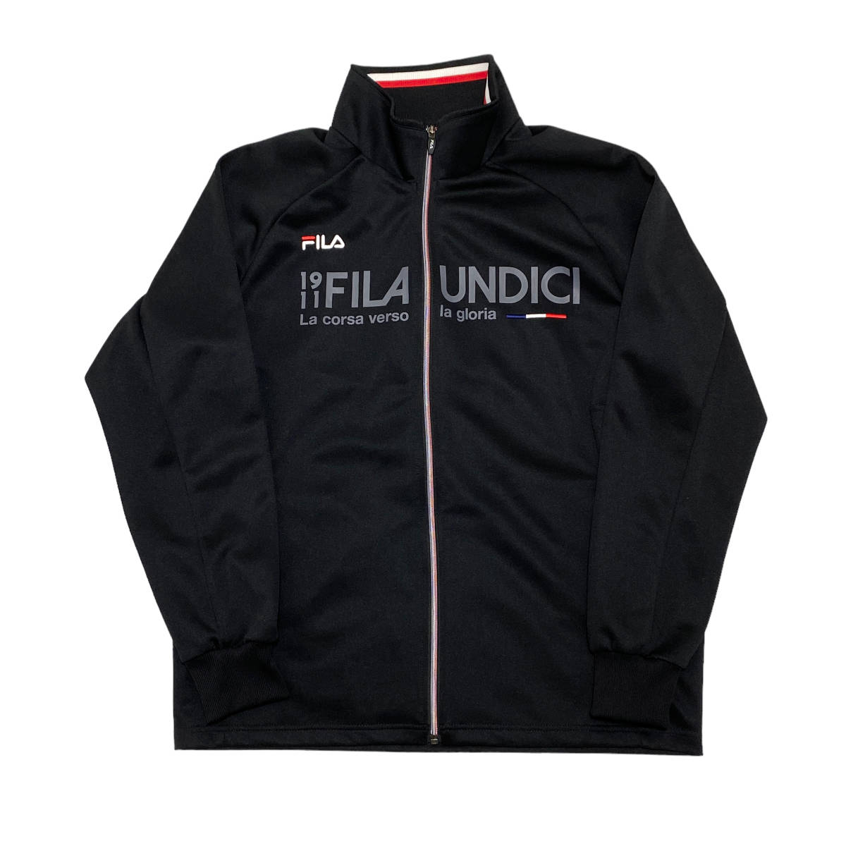 良品 FILA フィラ ロゴ ジャージ ジャケット O 黒 メンズ スポーツ ゴルフ 23-0926_画像1